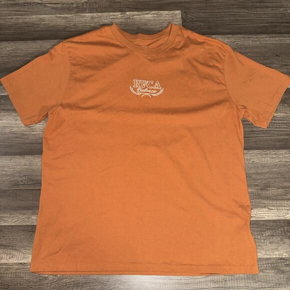 RVCA Balance Laurels Rust Brown Short Sleeve 100% Cotton 2X-large Relax Fit - Picture 1 of 5